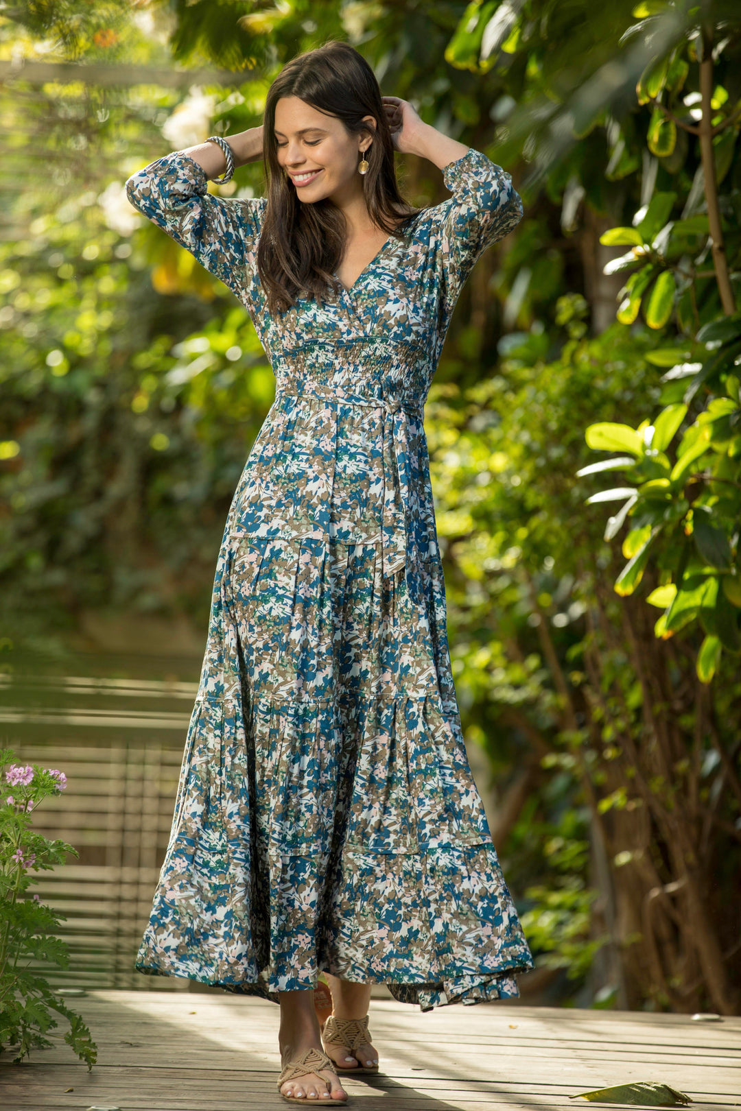 Carrie Dress - Green Bouquet