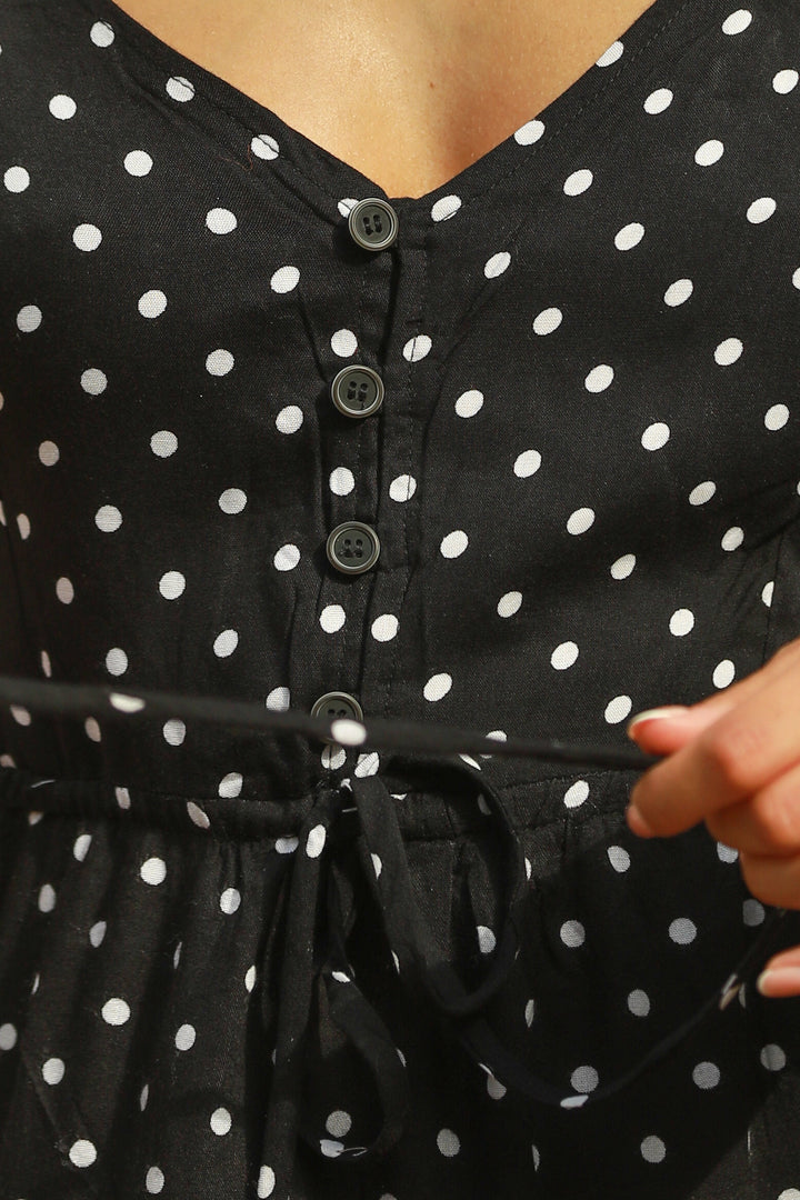 Isabella Dress - Black Polka Dot