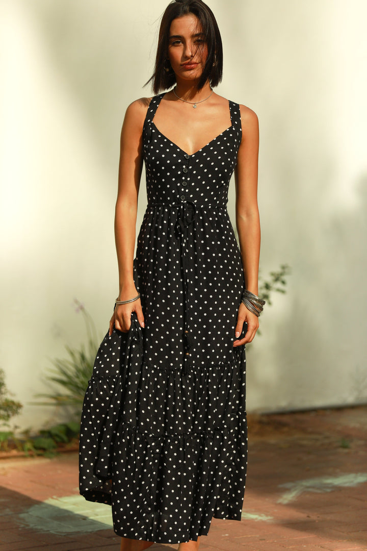 Isabella Dress - Black Polka Dot