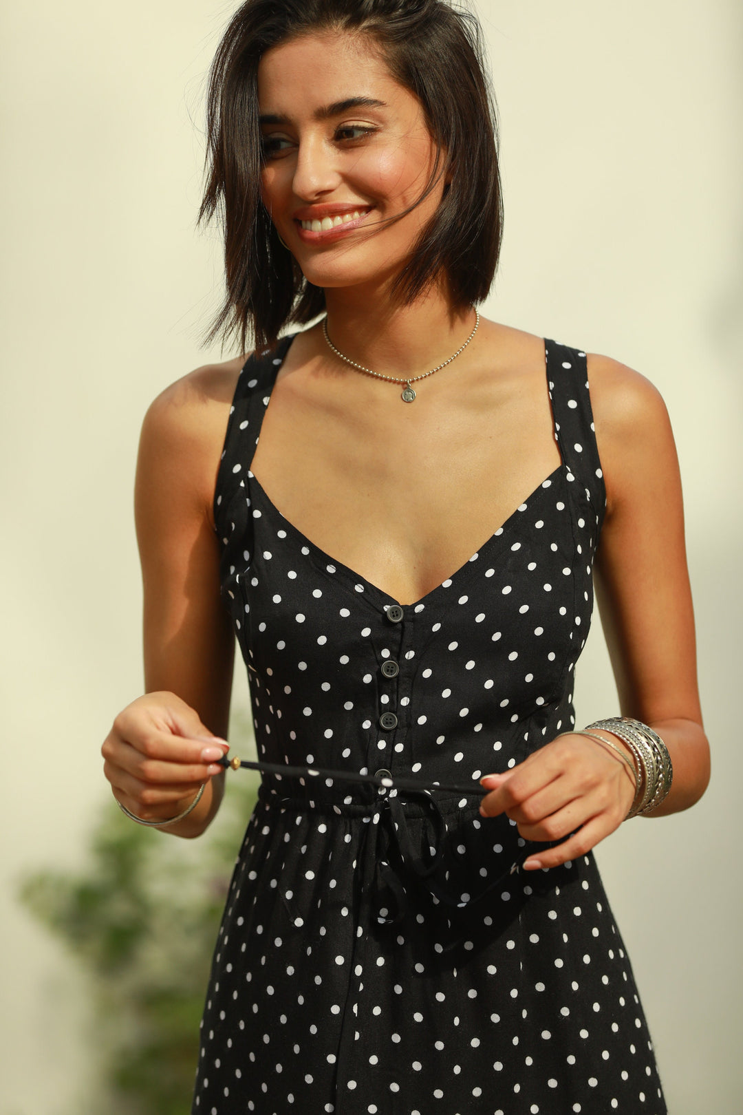 Isabella Dress - Black Polka Dot
