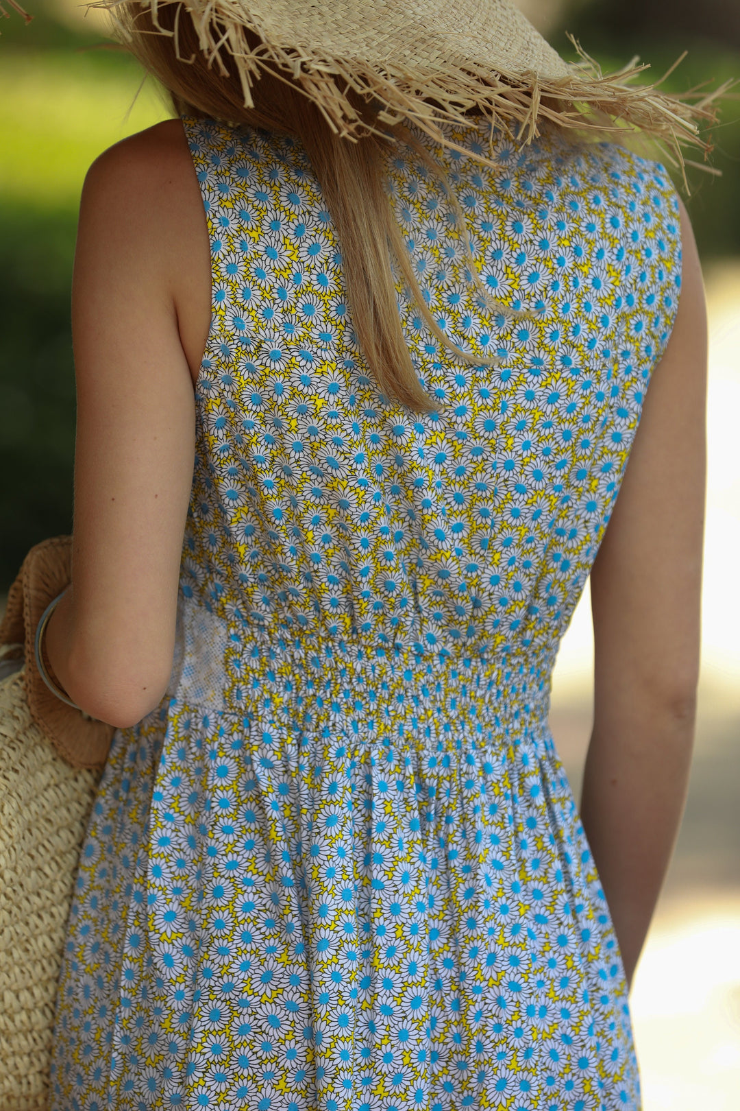 Mango Dress - Sky Blue & Yellow