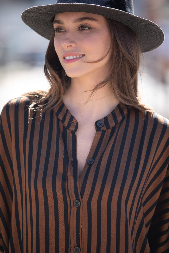 Zohara Caftan - Brown & Black Stripes