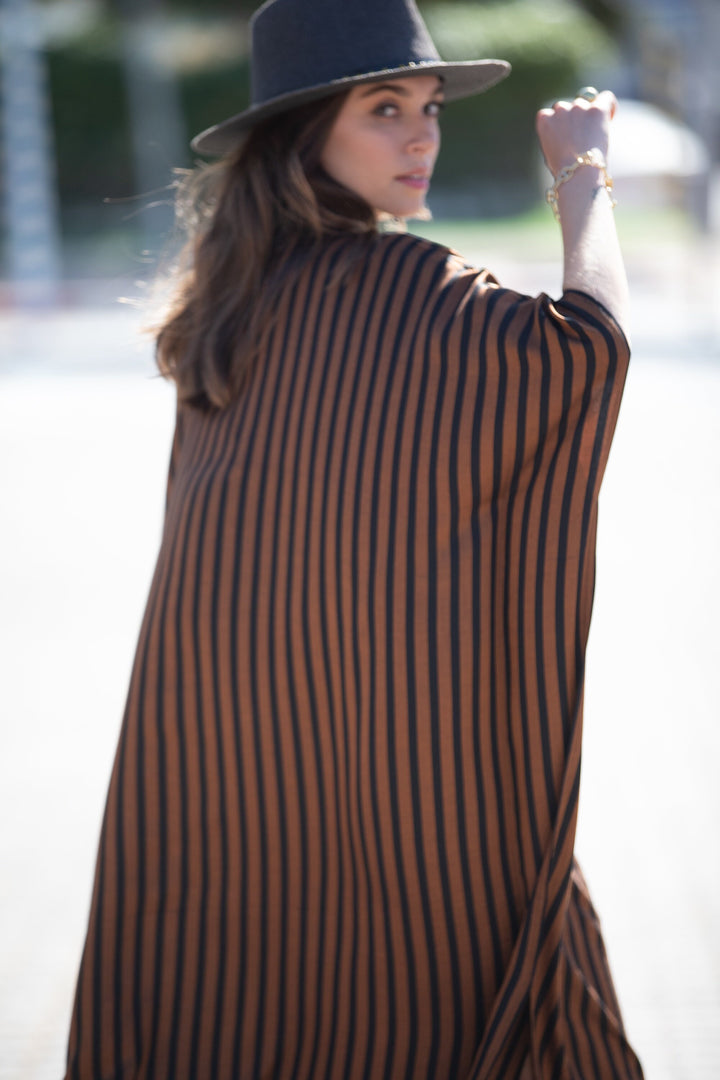 Zohara Caftan - Brown & Black Stripes