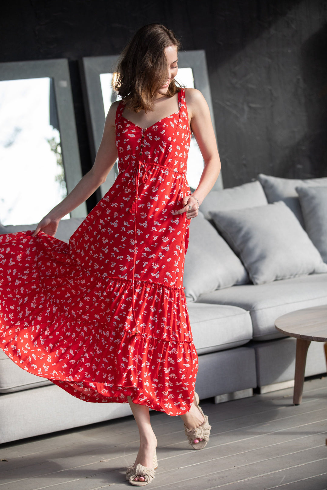 Isabella Dress - Red Floral