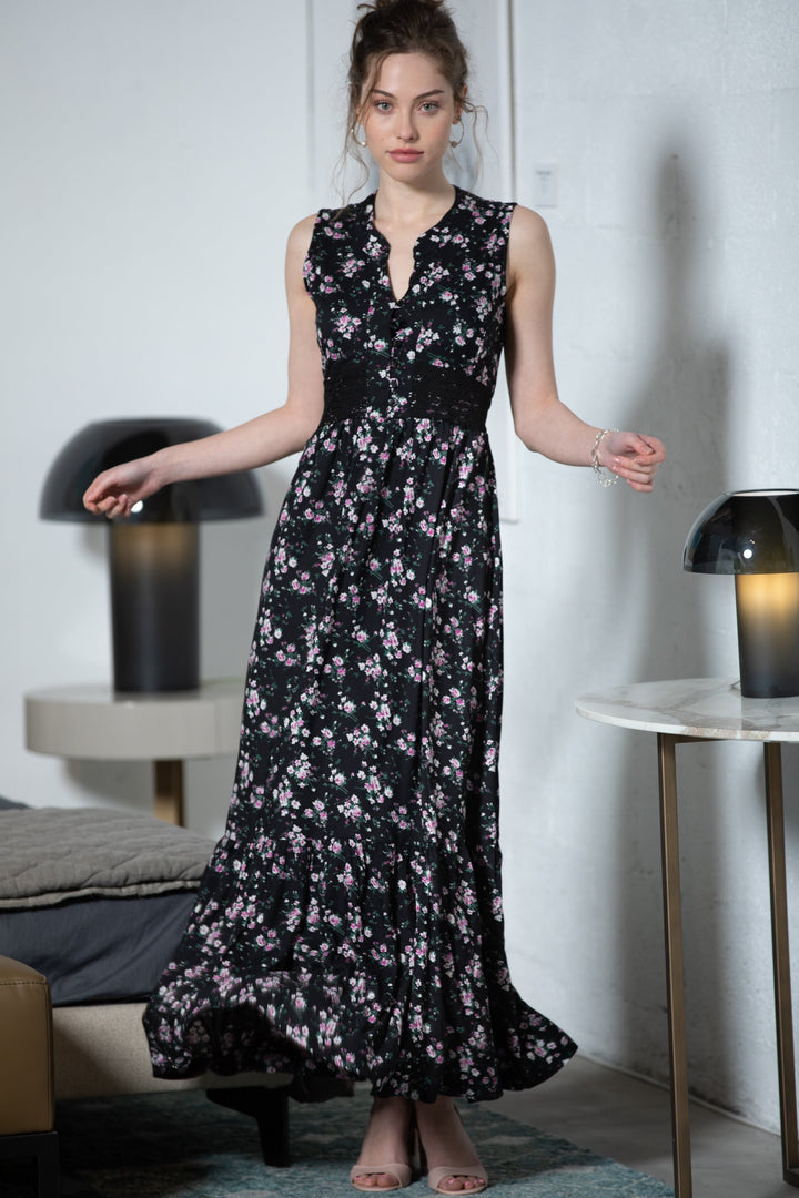 Mango Maxi Dress - Black Floral