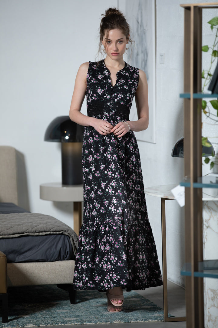 Mango Maxi Dress - Black Floral
