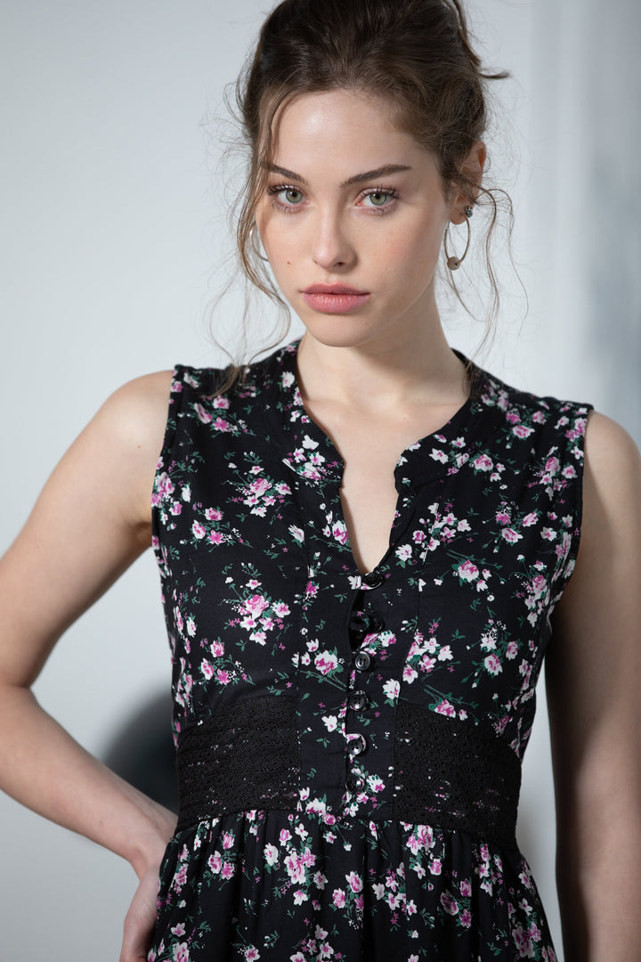 Mango Maxi Dress - Black Floral