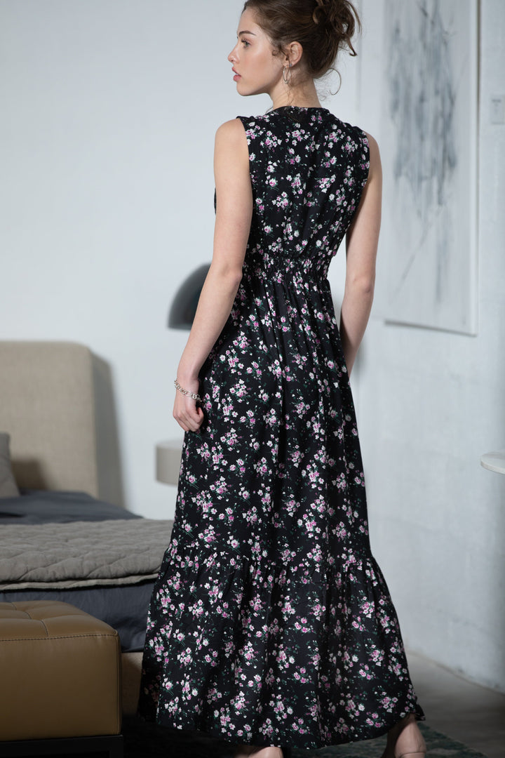 Mango Maxi Dress - Black Floral