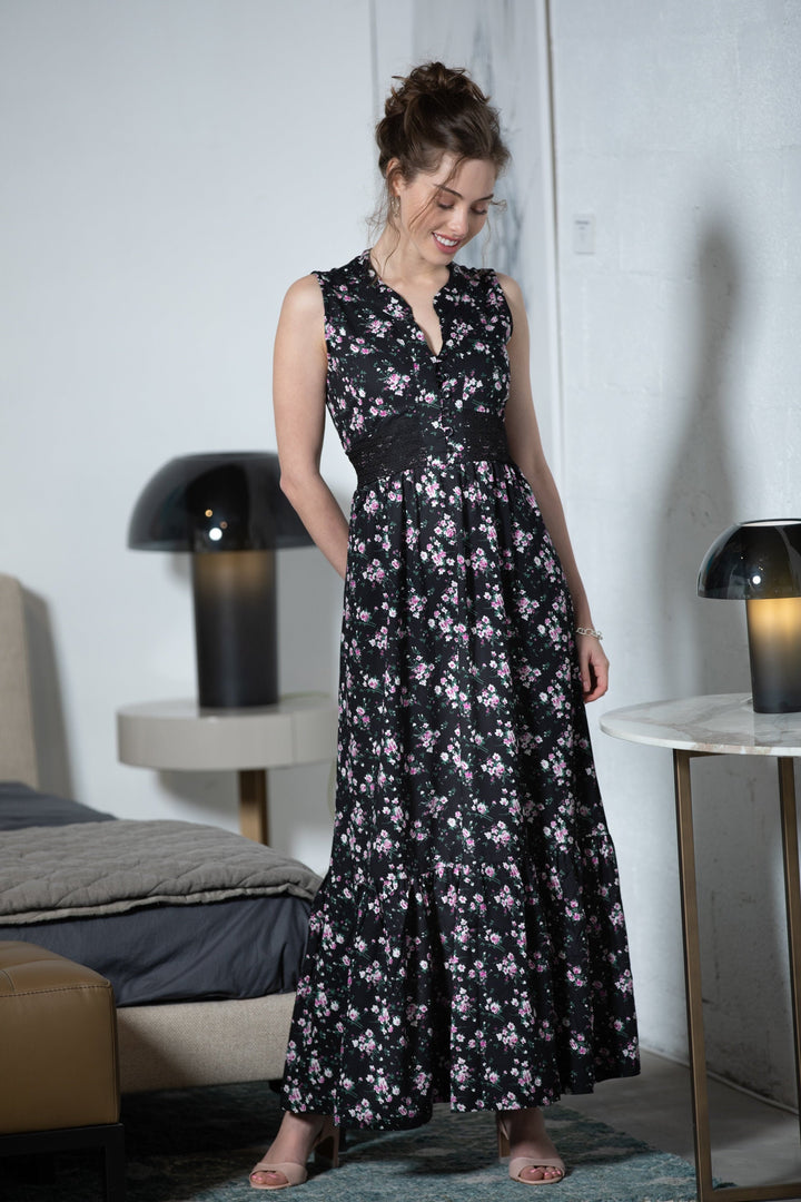 Mango Maxi Dress - Black Floral