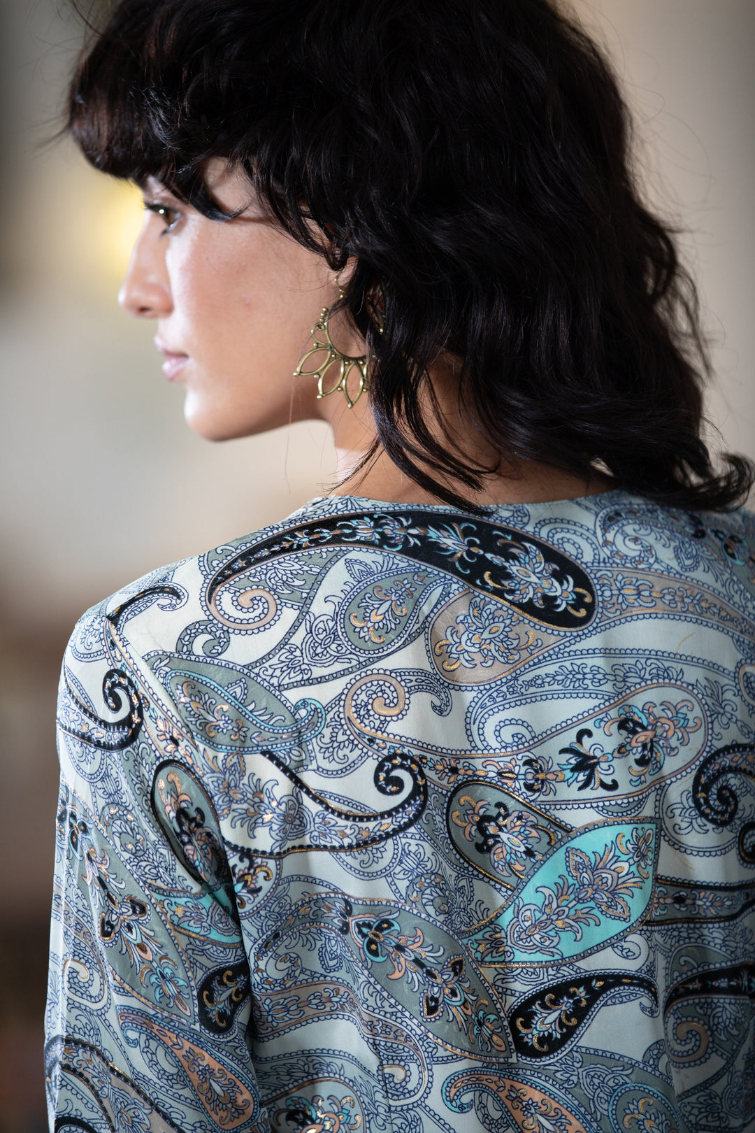 Leyla Dress - Grey Paisley