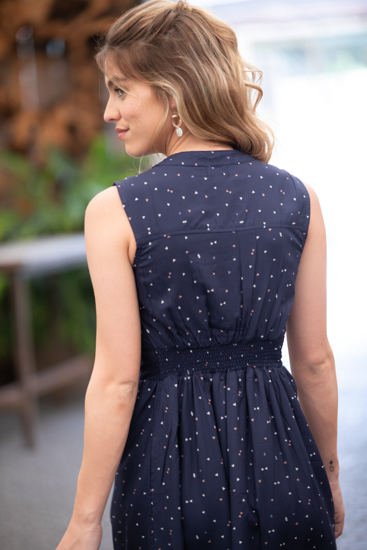Mango Dress - Navy Blue Dotted