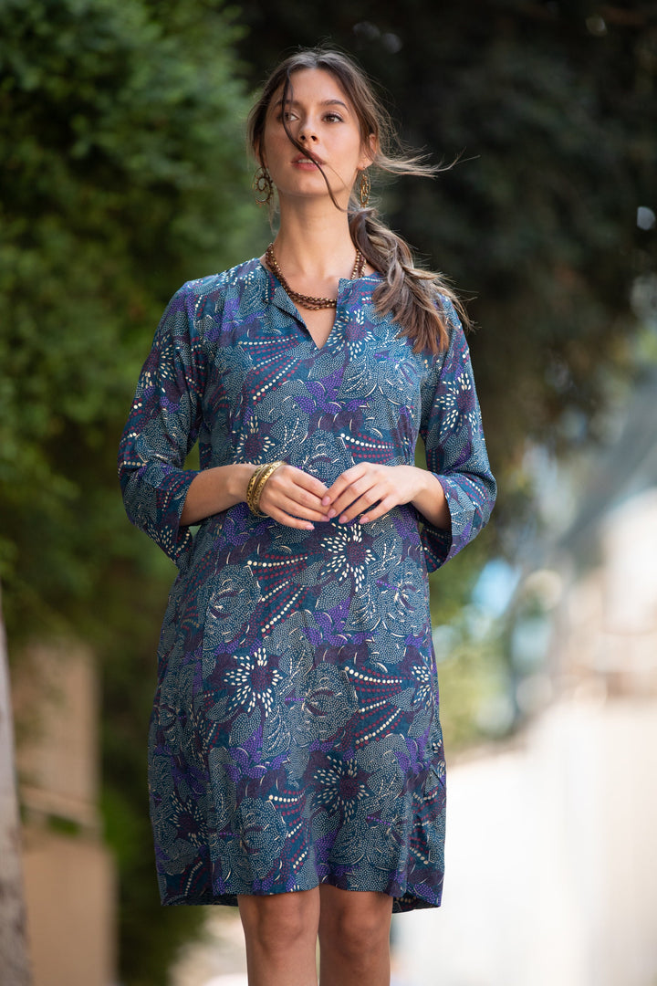 Leyla Dress - Purple & Gold