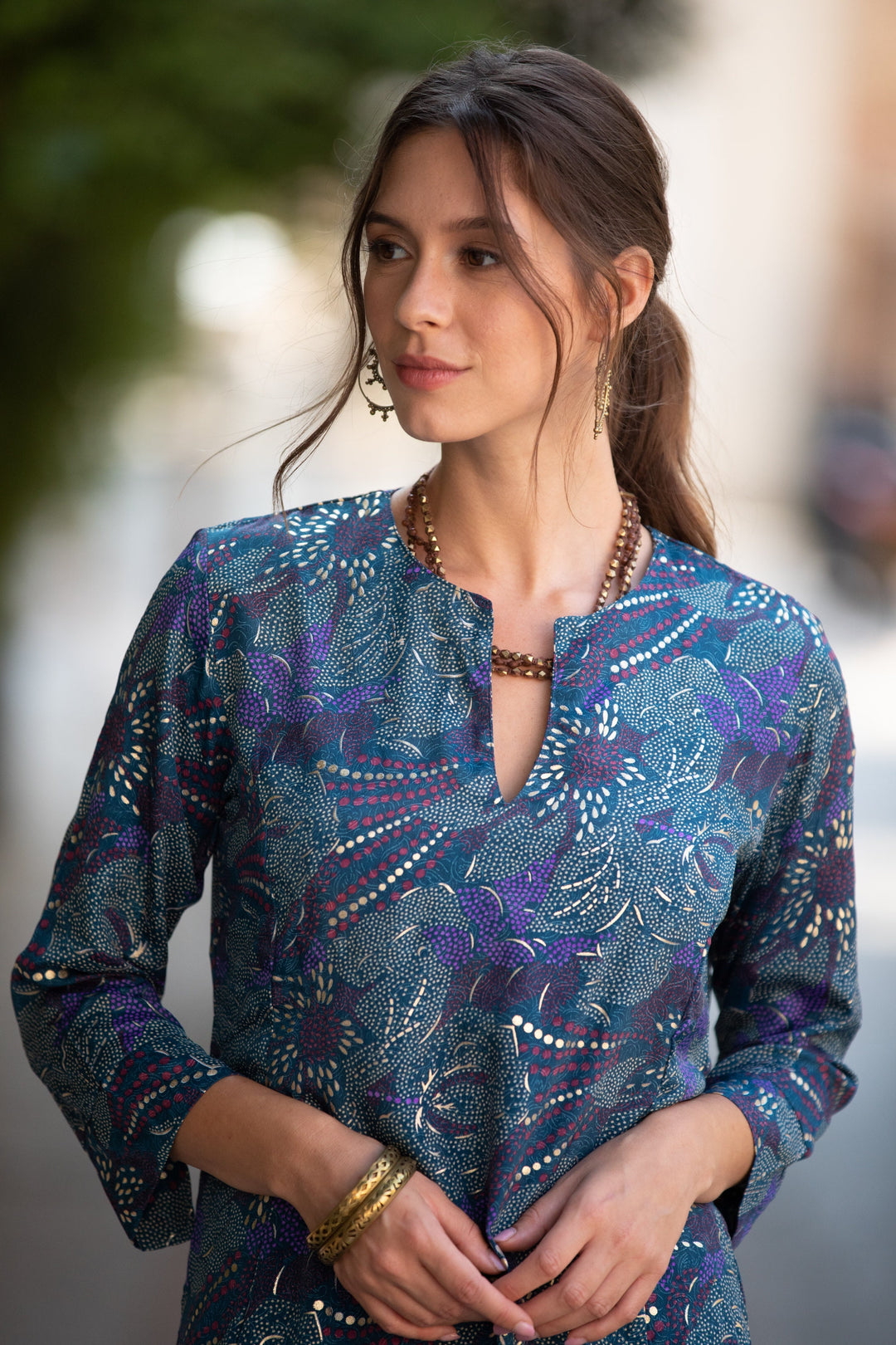 Leyla Dress - Purple & Gold