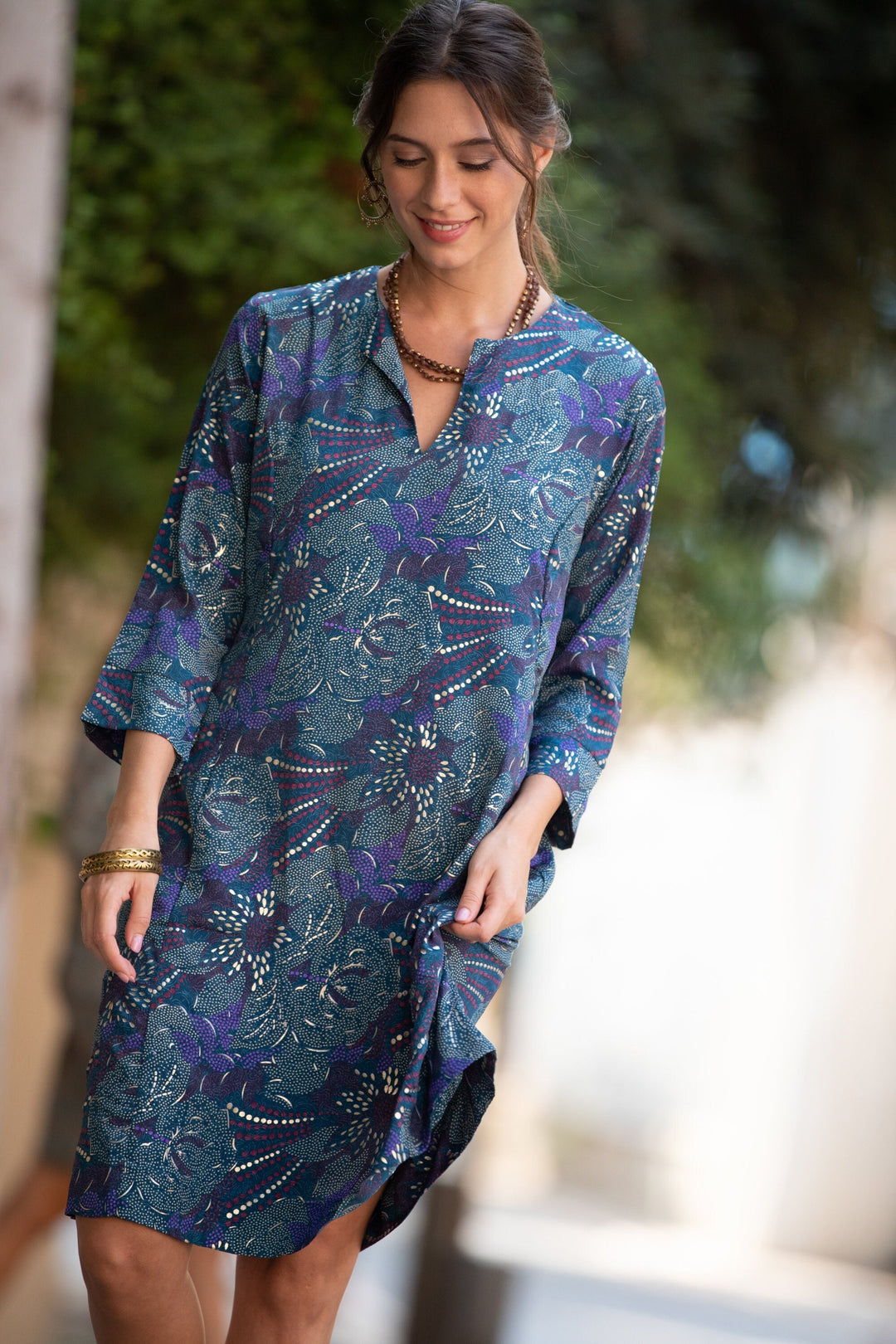 Leyla Dress - Purple & Gold
