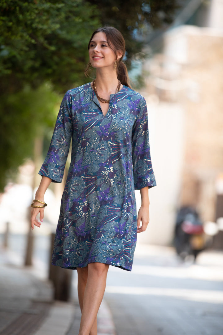 Leyla Dress - Purple & Gold