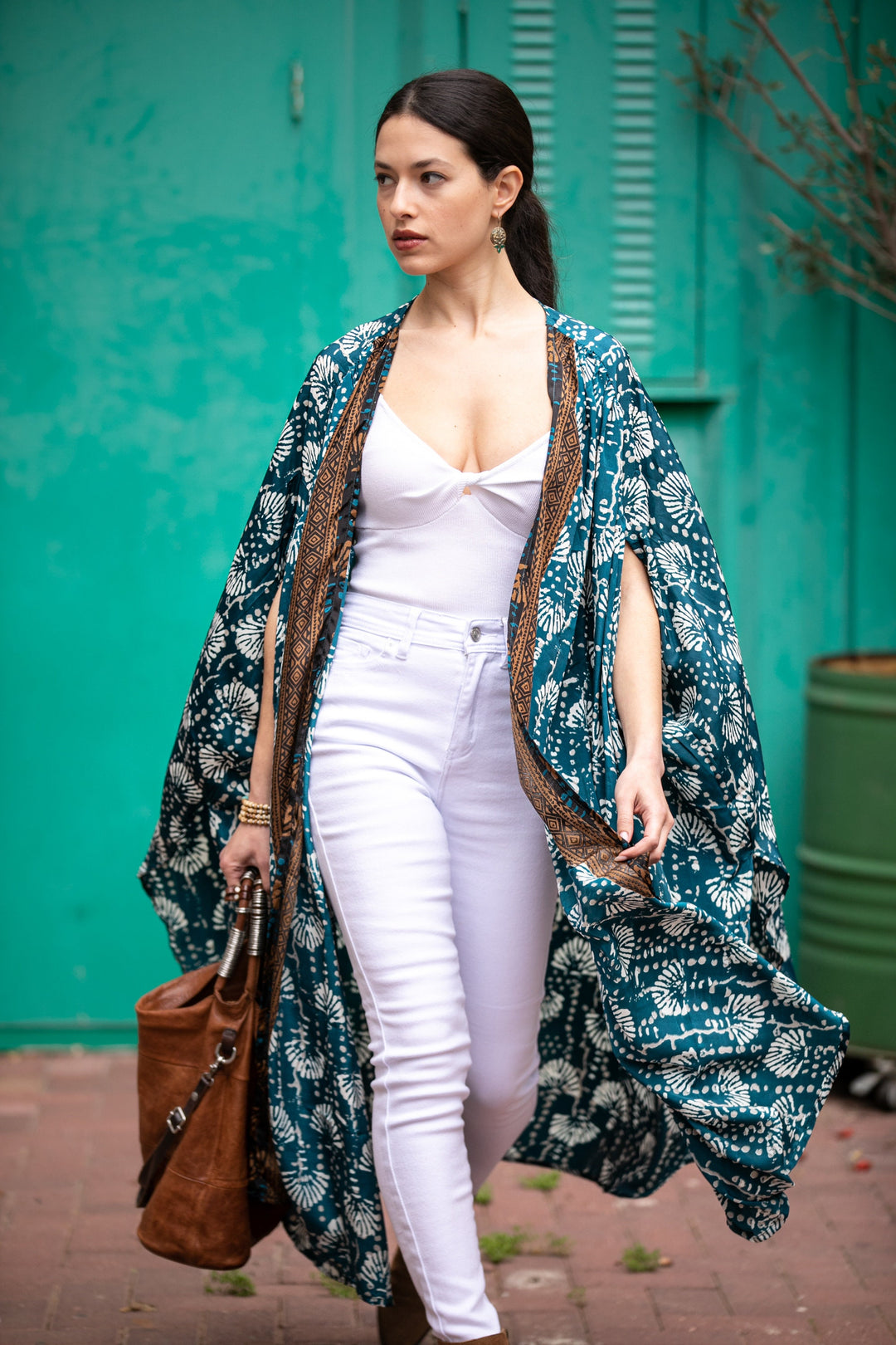 Season kimono - Teal & Brown
