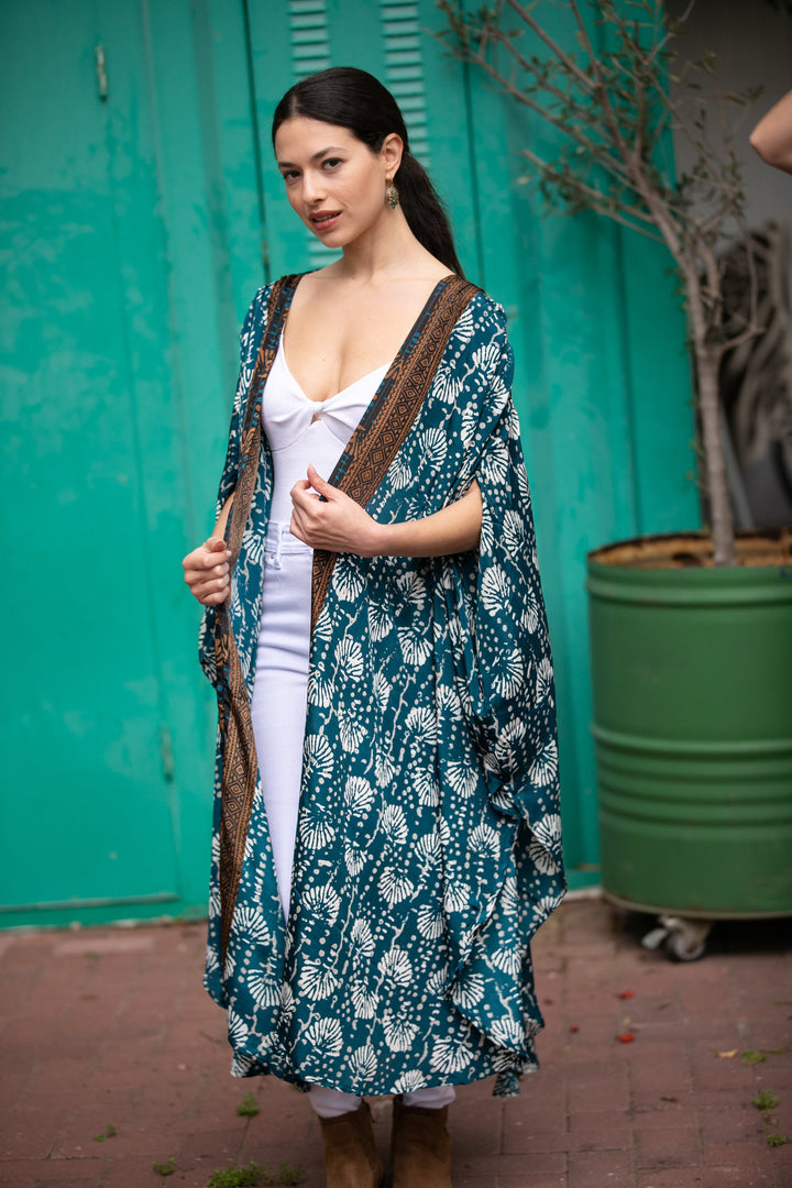 Season kimono - Teal & Brown