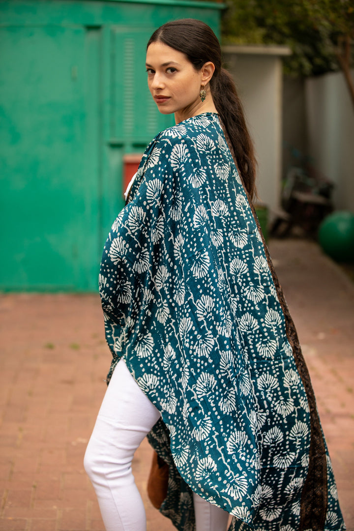 Season kimono - Teal & Brown
