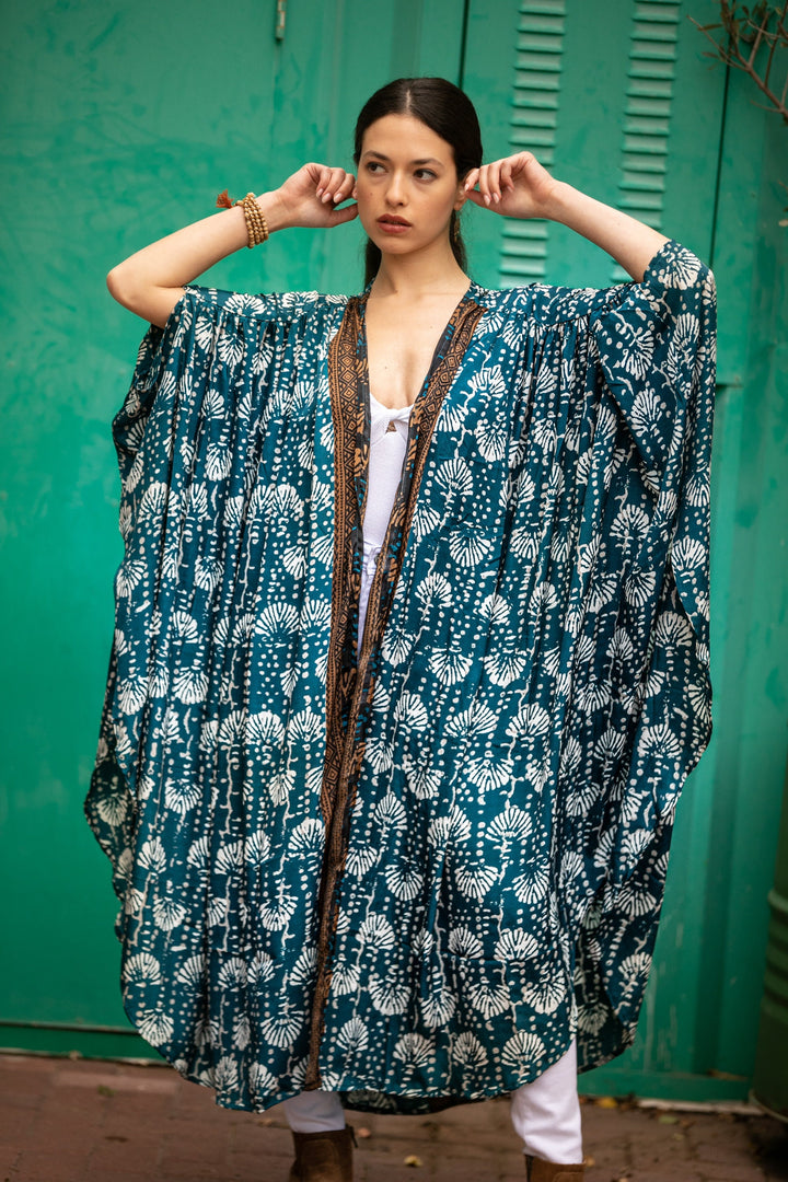 Season kimono - Teal & Brown