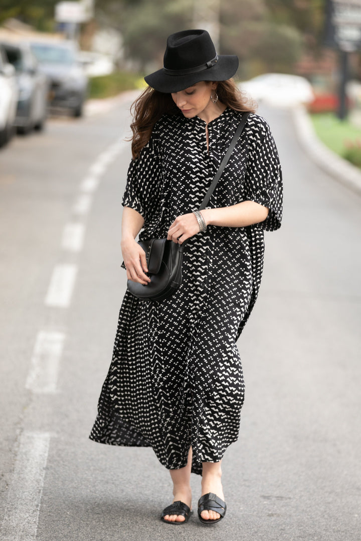 Zohara Caftan - Black & White