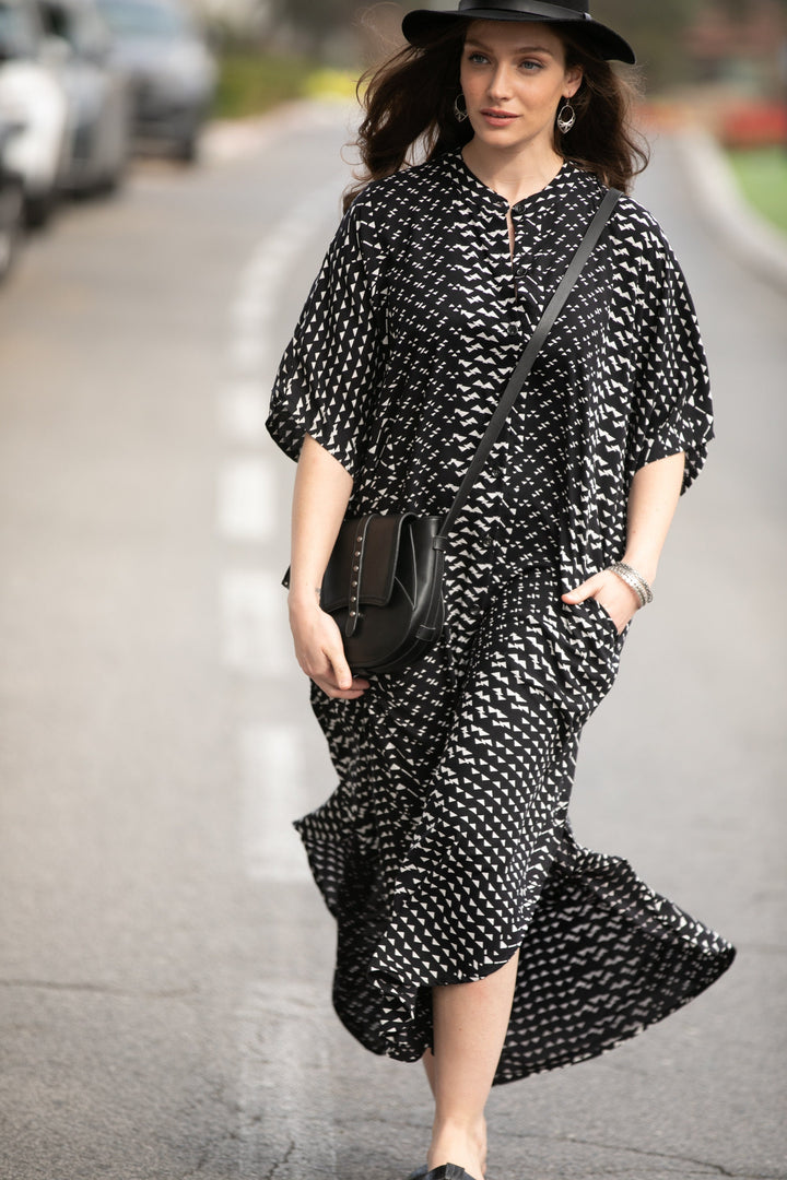 Zohara Caftan - Black & White