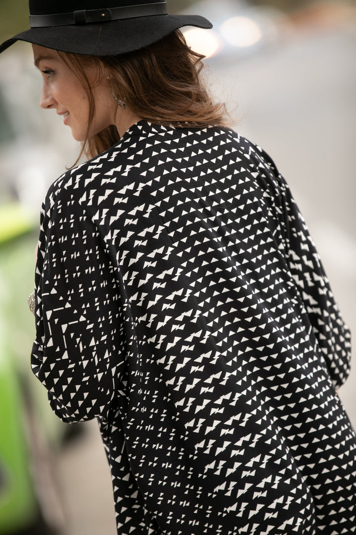 Zohara Caftan - Black & White