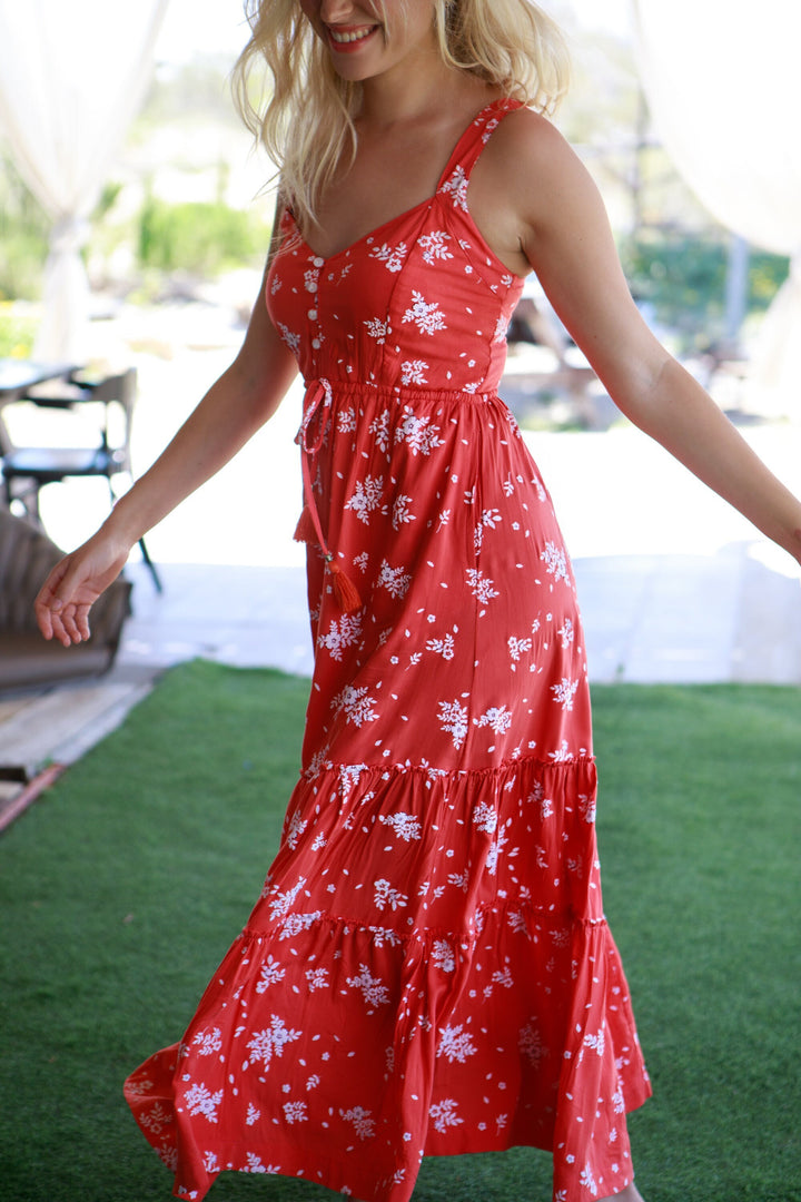 Isabella Dress - Coral Red