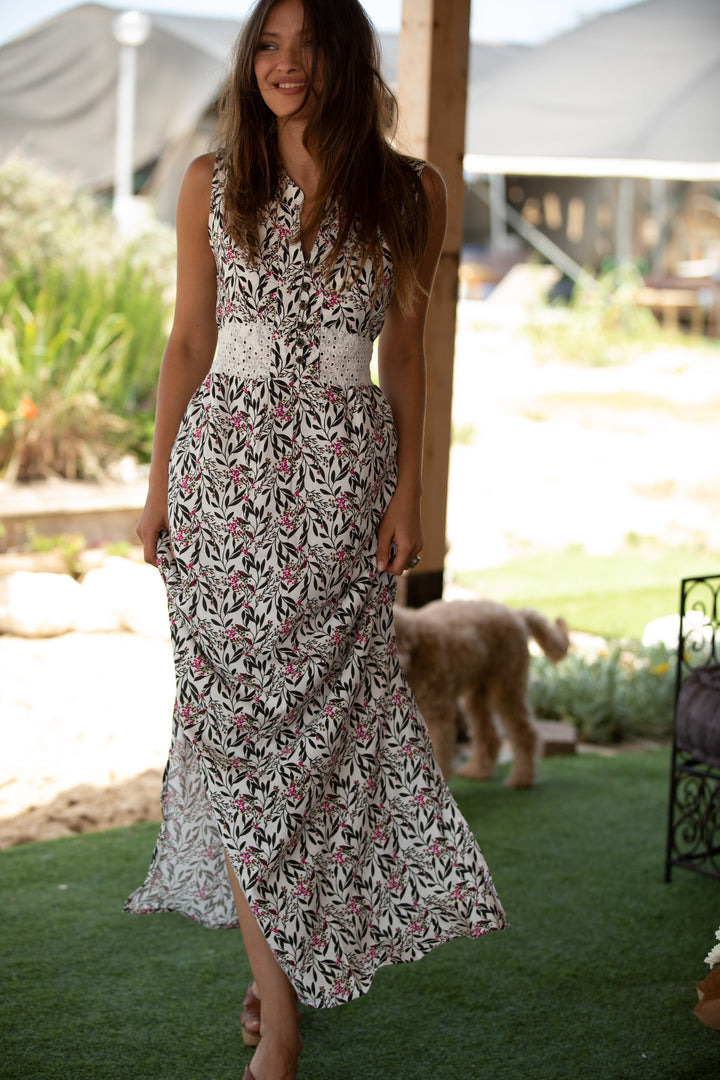 Mango Maxi Dress - White & Rose