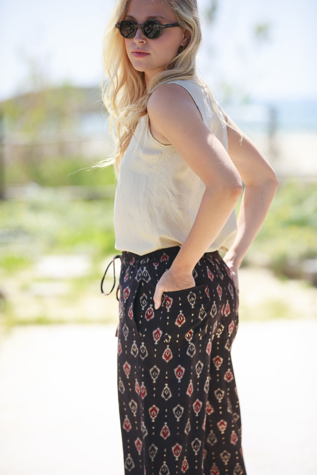 Gabi Pants - Chocolate Brown & Gold