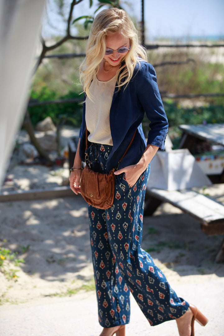 Gabi Pants - Navy Blue & Gold