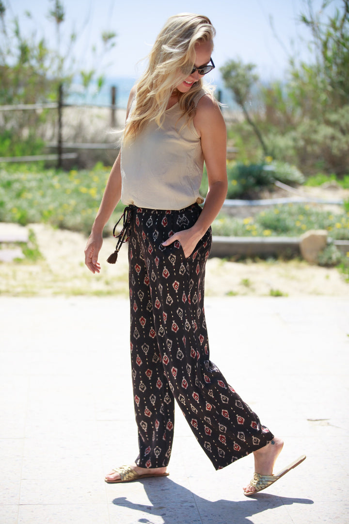 Gabi Pants - Chocolate Brown & Gold