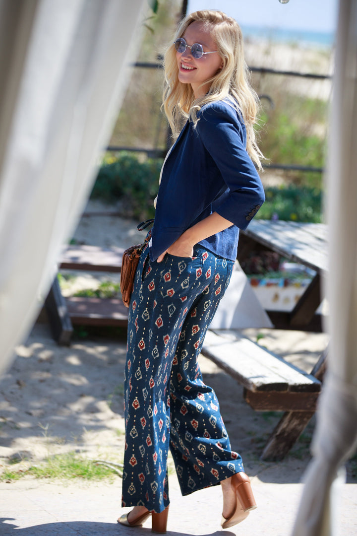 Gabi Pants - Navy Blue & Gold