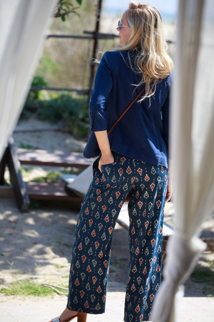Gabi Pants - Navy Blue & Gold
