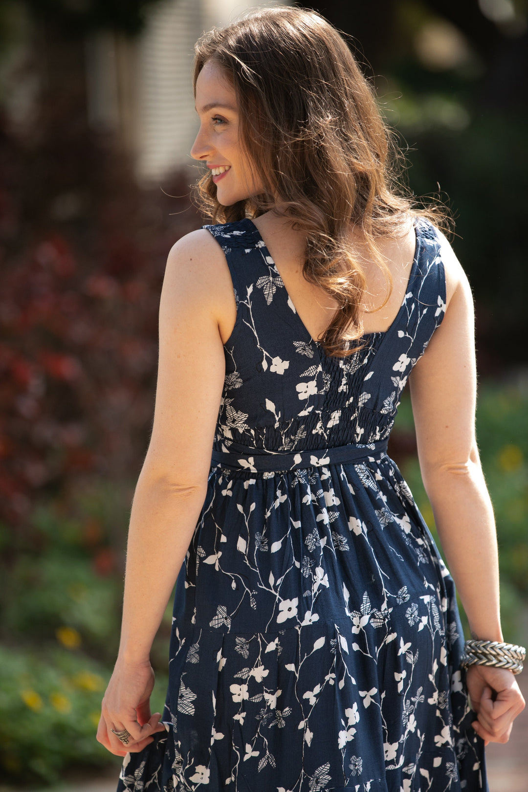 Carrie Dress - Floral Navy Blue