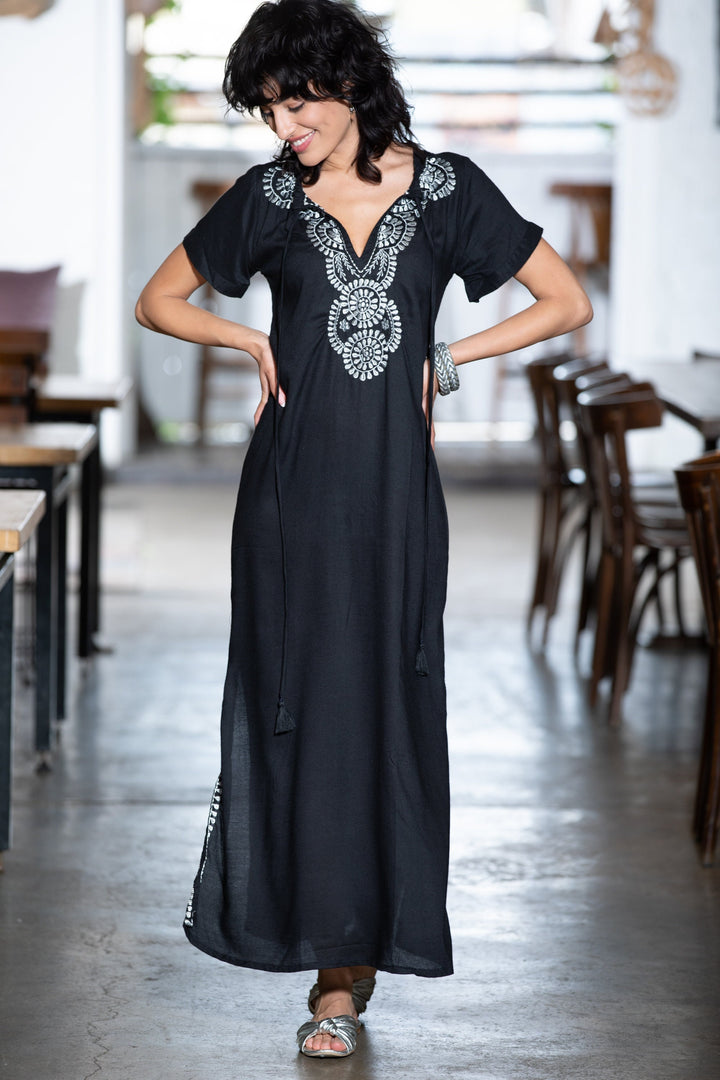 Black and Silver Fancy Caftan Dress