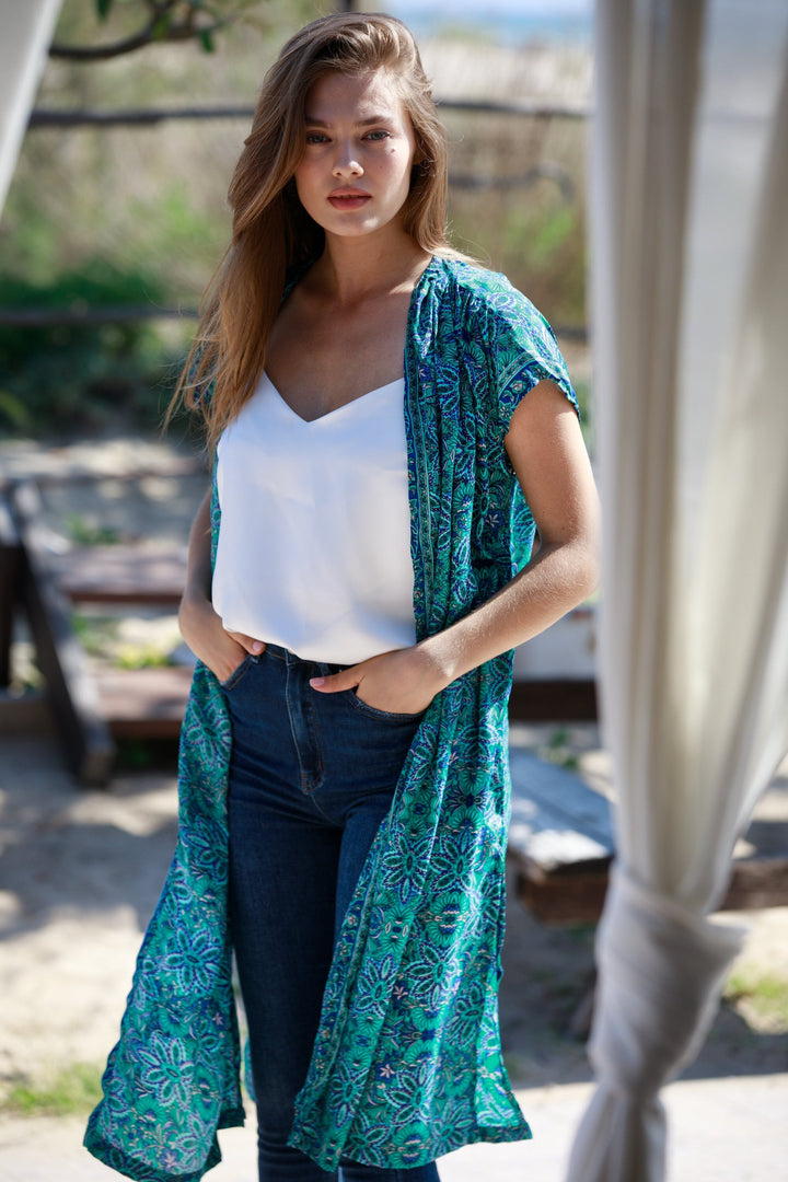 Kim Cardigan - Green & Blue