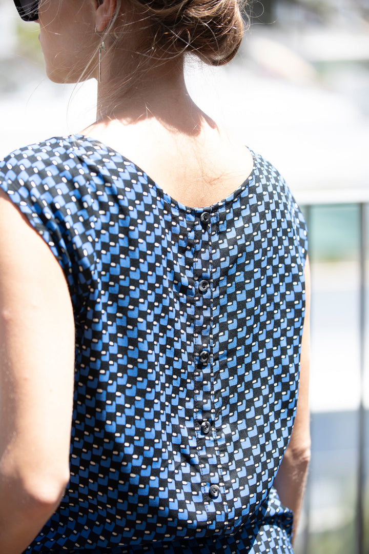 Tanya Shirt - Blue Geometric