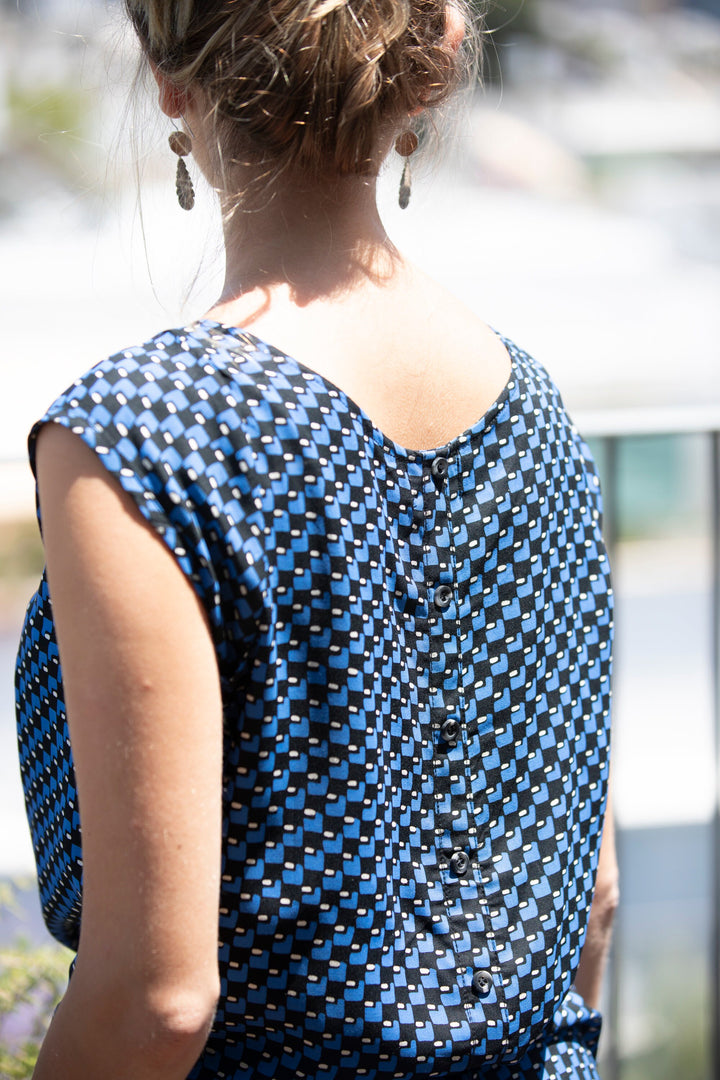 Tanya Shirt - Blue Geometric