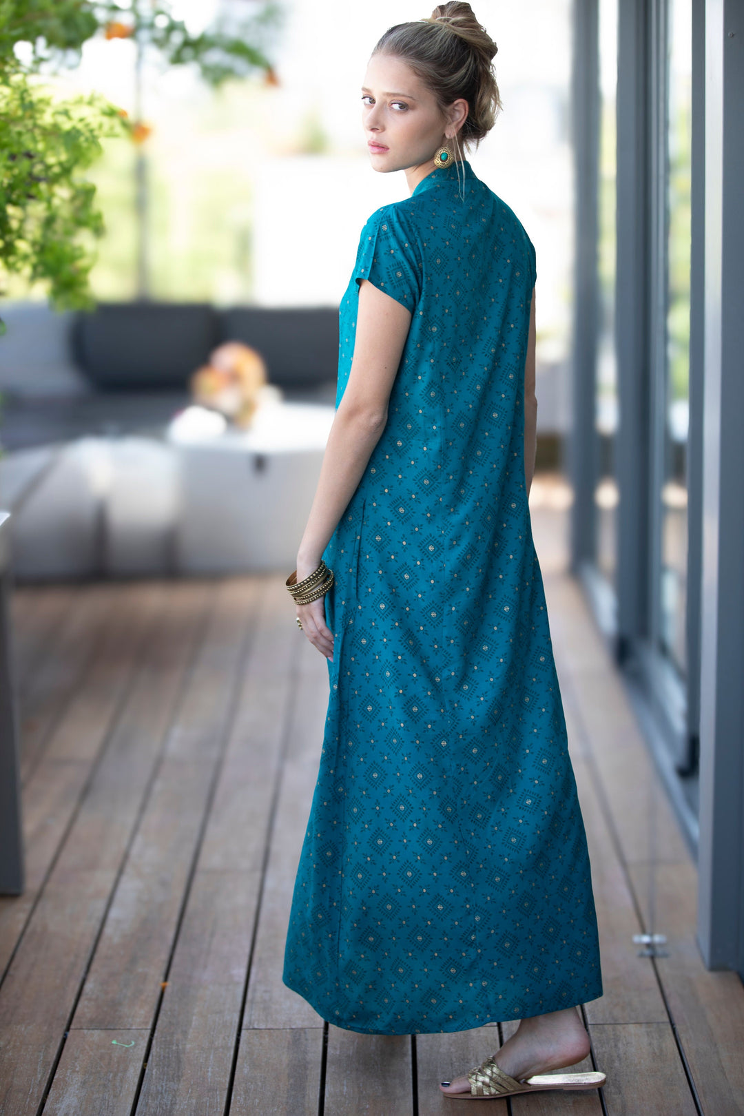 Noor Caftan - Teal Blue