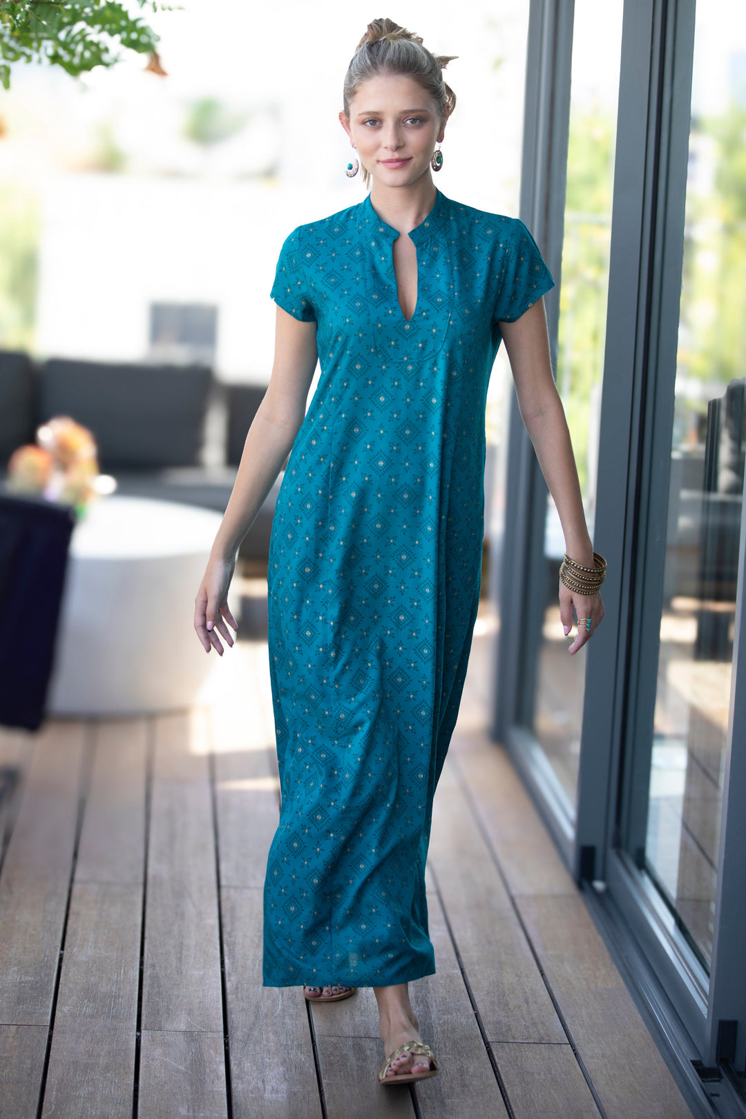 Noor Caftan - Teal Blue