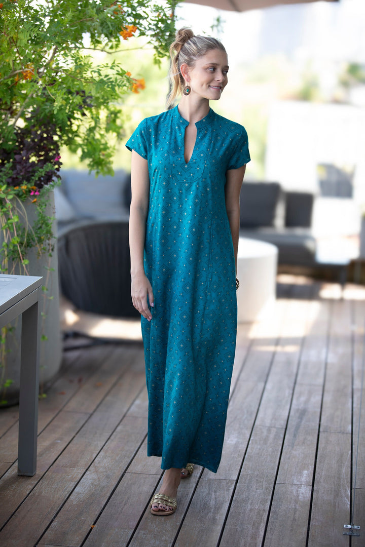 Deep Sea Green Long Maxi Kaftan Dress