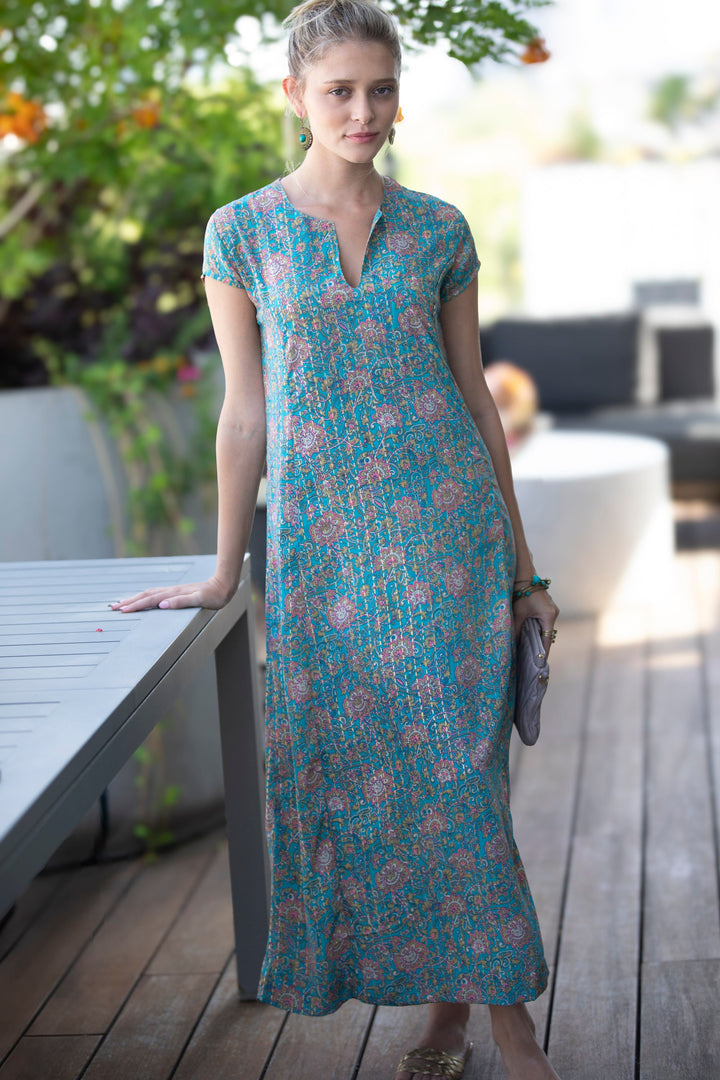 Leyla Dress - Floral Turquoise