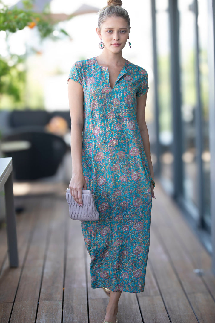 Leyla Dress - Floral Turquoise