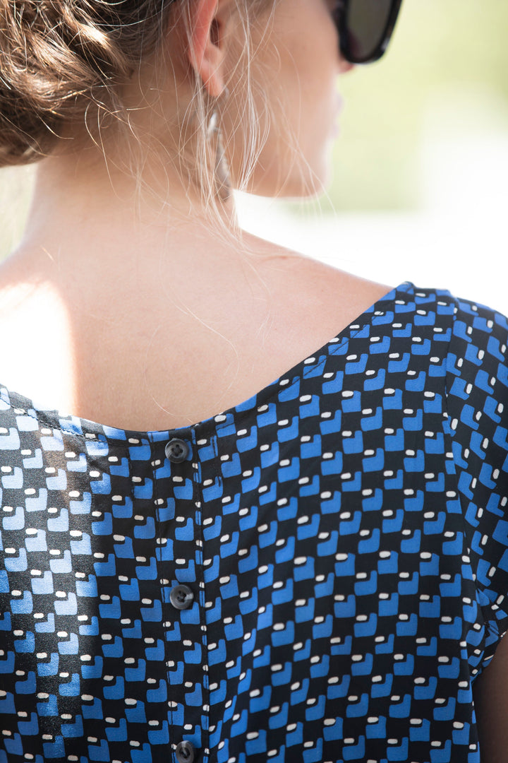 Tanya Shirt - Blue Geometric