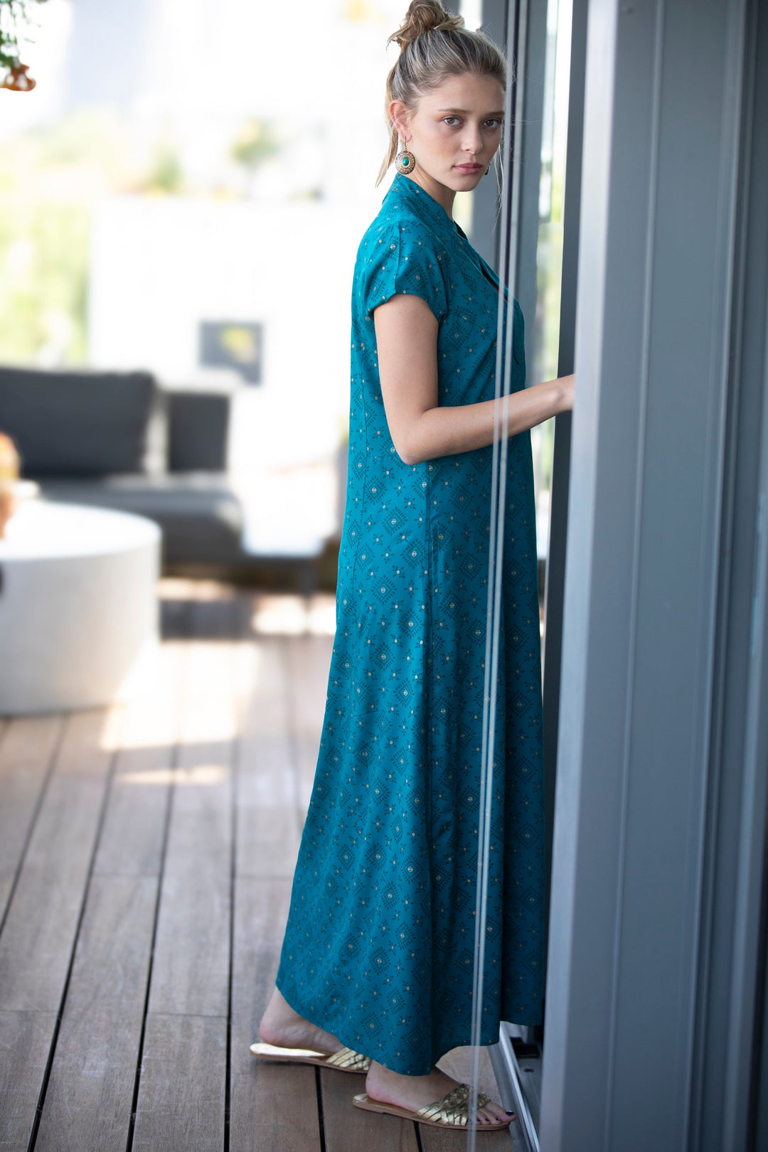 Noor Caftan - Teal Blue