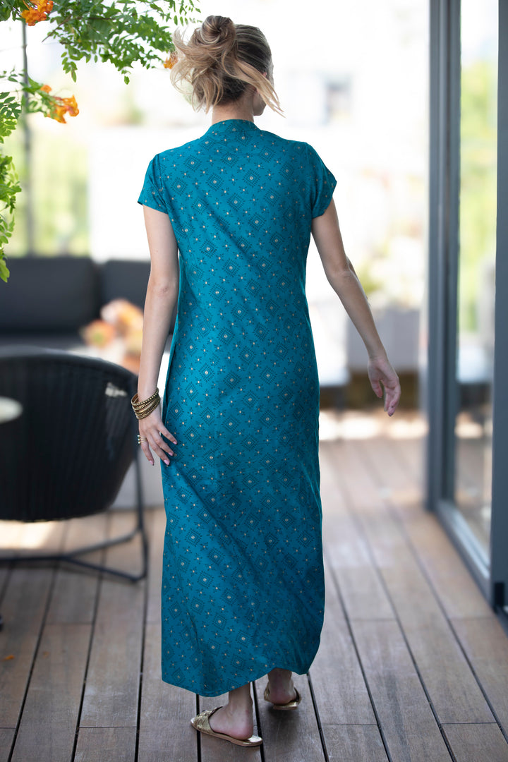 Noor Caftan - Teal Blue