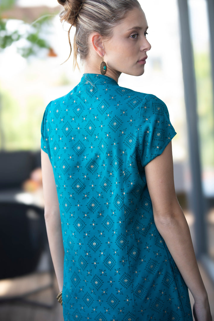 Noor Caftan - Teal Blue