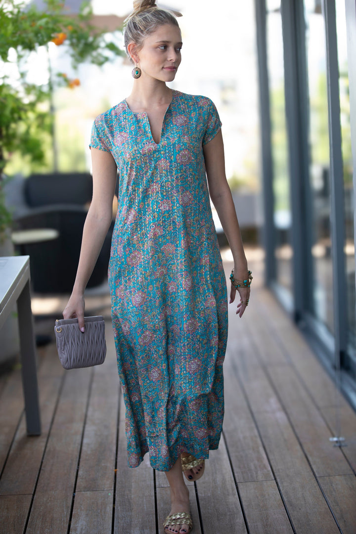Leyla Dress - Floral Turquoise