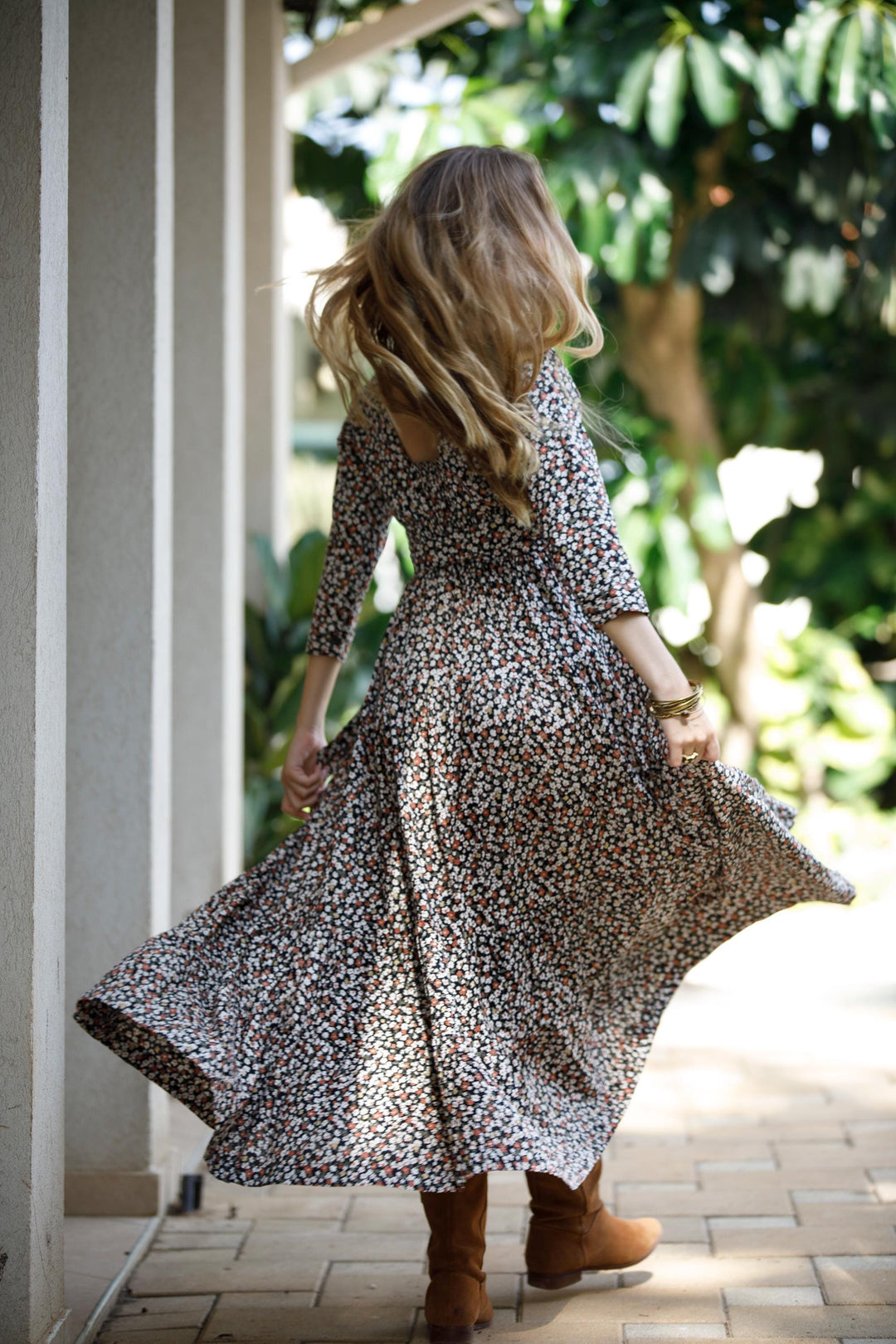 Carrie Dress - Floral Brown