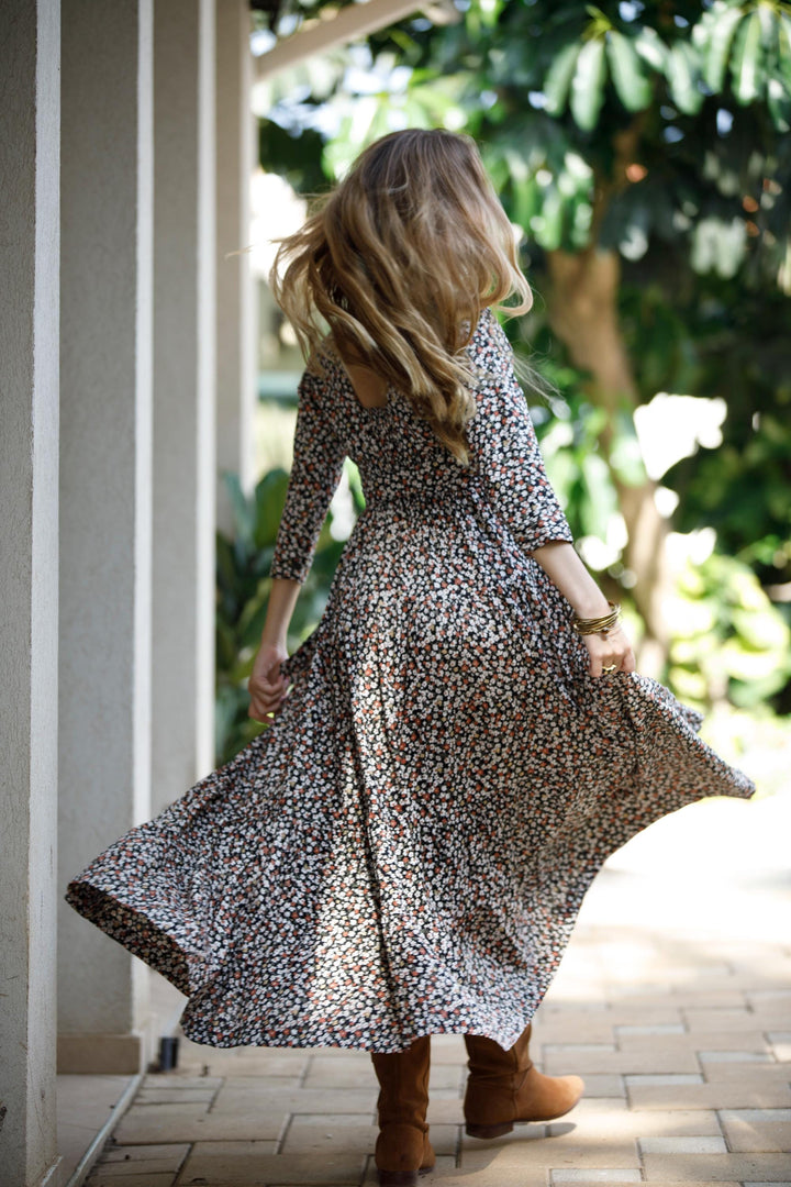 Carrie Dress - Floral Brown